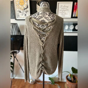 Knox Rose knitted lace back sweater size large in sage green